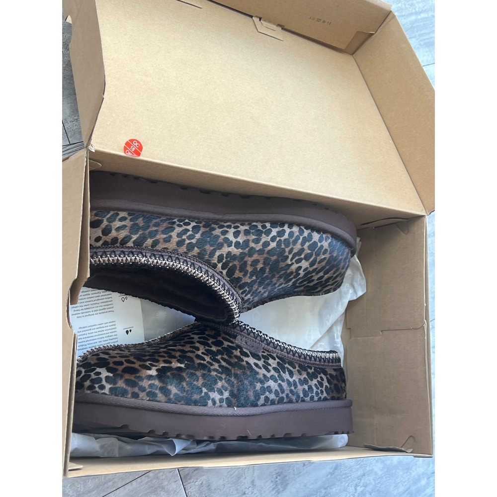 UGG Tasman Caspian Leopard Print Calf Hair Slippers Brown 1158350 Womens 11 - Picture 7 of 8